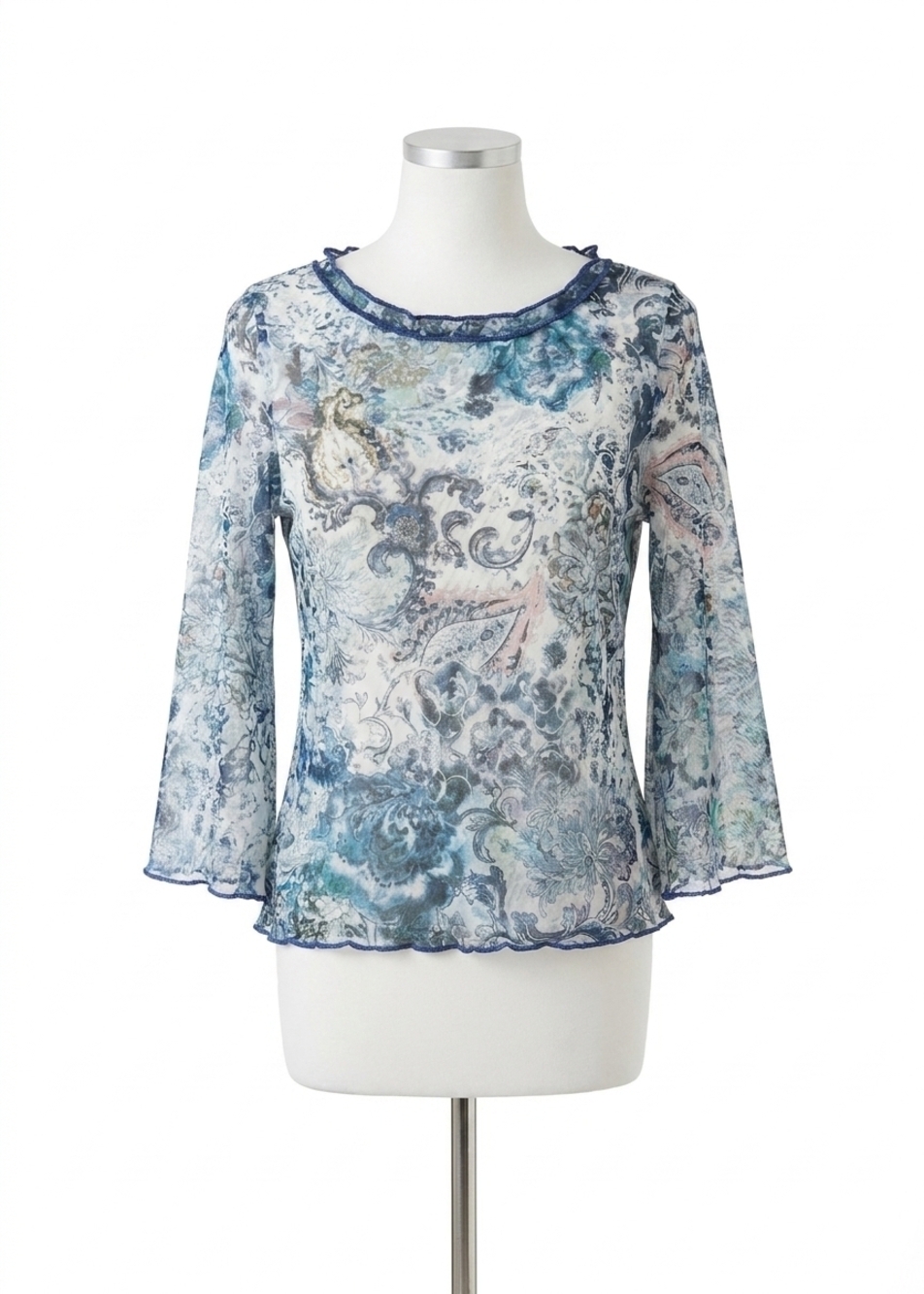 NEW FDJ stefanie bell sleeve boat neck top in neutral